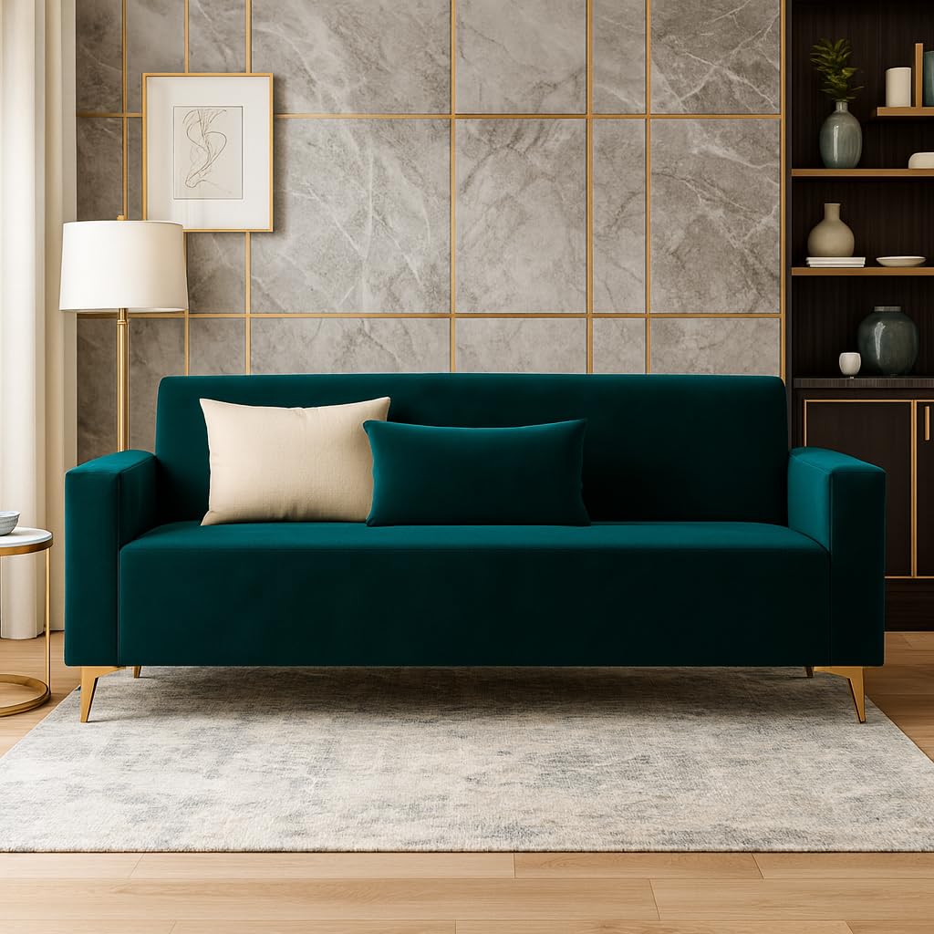 Solaro 3 Seater Sofa Set | Modern Design | Plush Comfort Cushions for Living Room (Greenish Teal) - Image 2