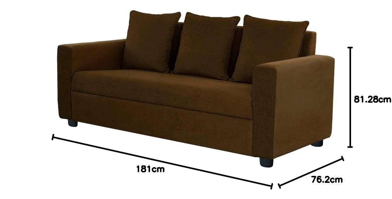 Wakefit Sofa Set | 1 Year Warranty | Sofa 3 Seater, 3 Seater Sofa for Living Room, Wooden Sofa Set, Couch for Living Room - Solatio(Jio : Toffee Brown) - Image 2